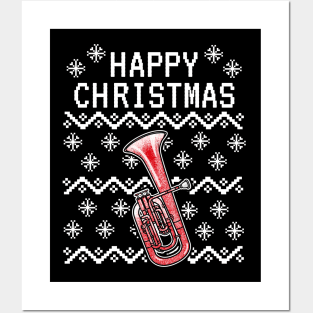 Tenor Horn Ugly Christmas Hornist Brass Musician Posters and Art